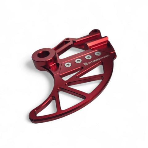 Optimized Enduro Rear Rotor Guard with Caliper Carrier for Beta 125-500 2014-2026 (Red)